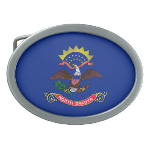 North Dakota State Flag Design Belt Buckle