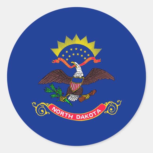 North Dakota State Flag Design Classic Round Sticker (Front)