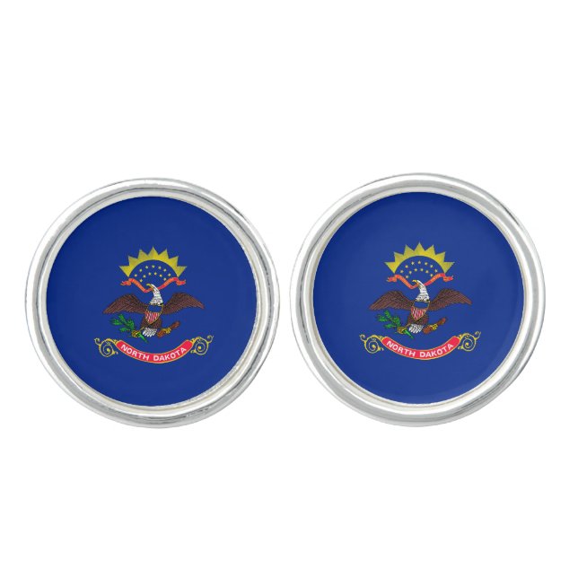 North Dakota State Flag Design Cufflinks (Front)