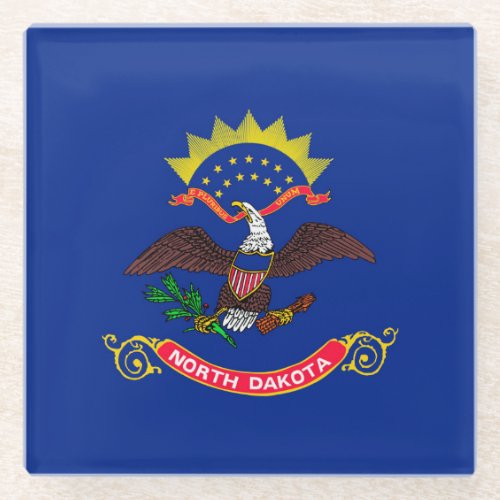 North Dakota State Flag Design Decor Glass Coaster