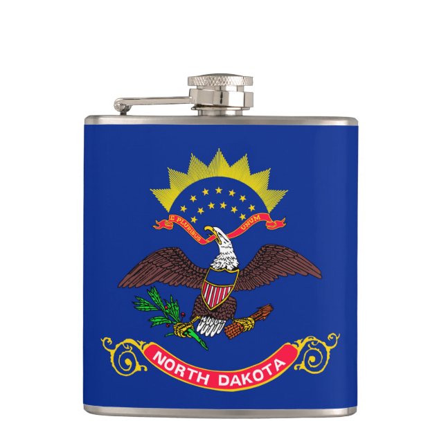 North Dakota State Flag Design Flask (Front)