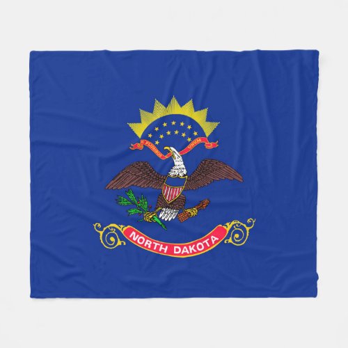 North Dakota State Flag Design Fleece Blanket