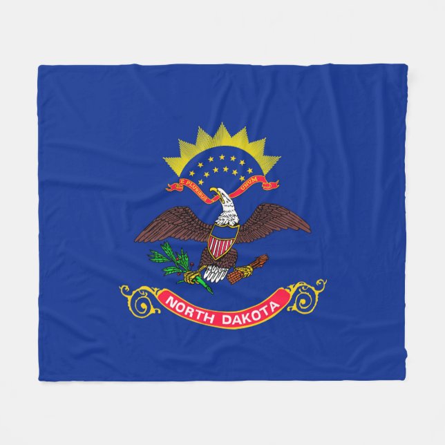 North Dakota State Flag Design Fleece Blanket (Front (Horizontal))