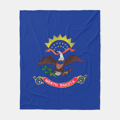 North Dakota State Flag Design Fleece Blanket