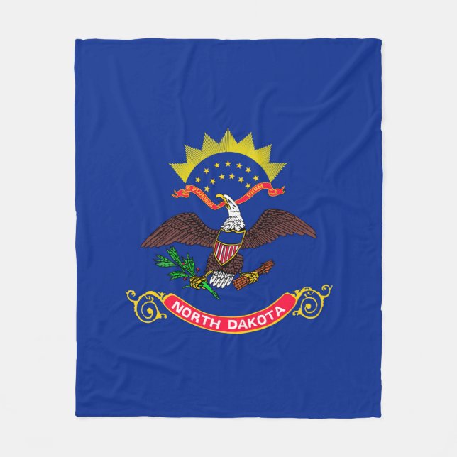 North Dakota State Flag Design Fleece Blanket (Front)