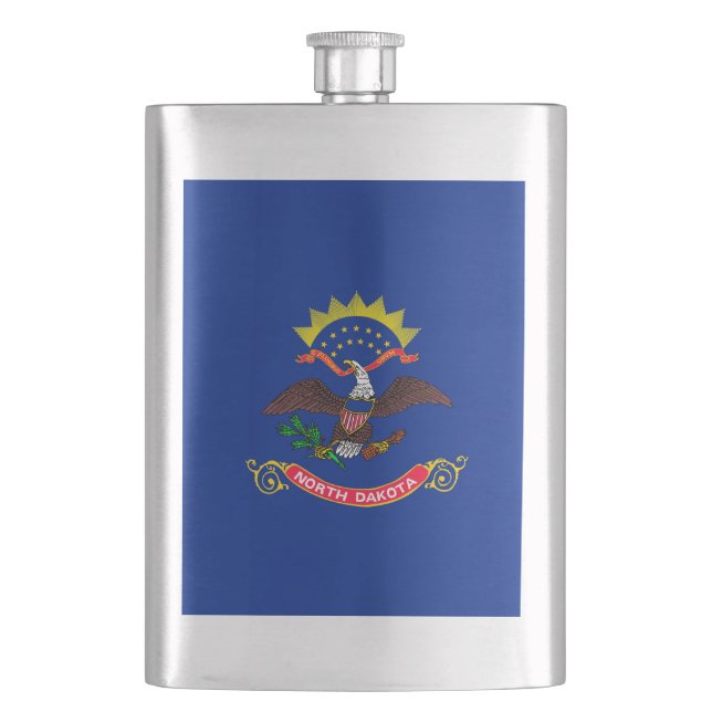 North Dakota State Flag Design Hip Flask (Front)