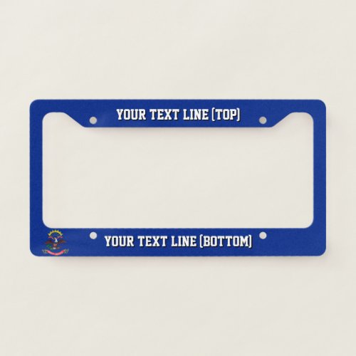 North Dakota State Flag Design on a Personalized License Plate Frame