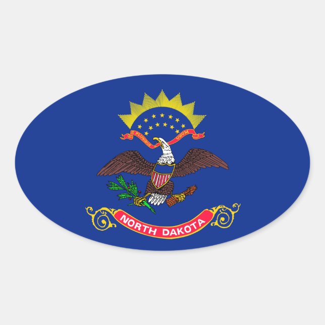 North Dakota State Flag Design Oval Sticker (Front)
