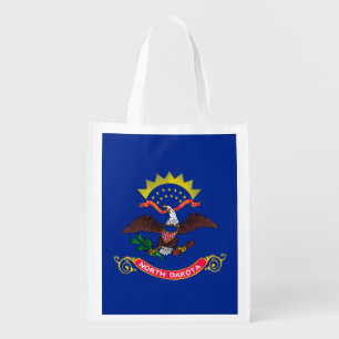 North Dakota State Flag Design Reusable Grocery Bag