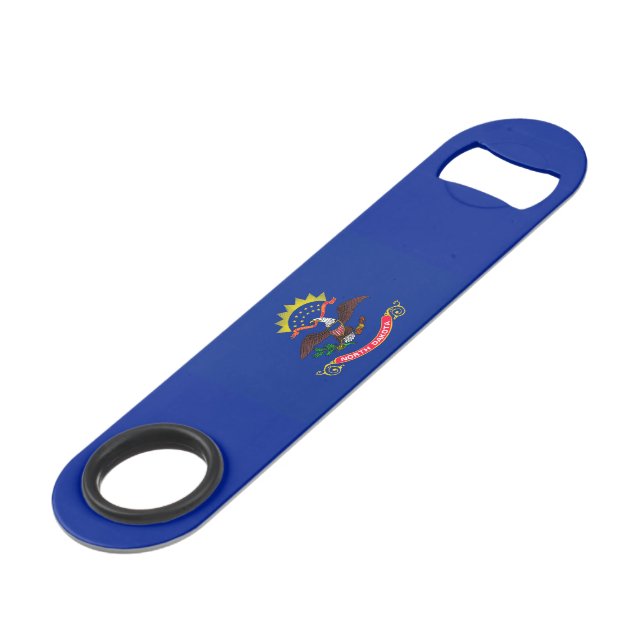 North Dakota State Flag Design Speed Bottle Opener (Back Angled)