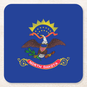 North Dakota State Flag Design Square Paper Coaster