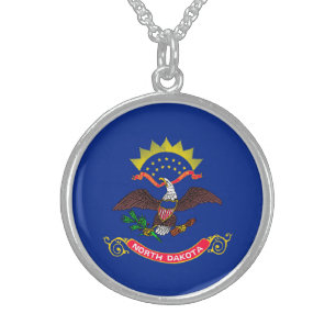 North Dakota State Flag Design Sterling Silver Necklace