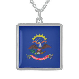 North Dakota State Flag Design Sterling Silver Necklace