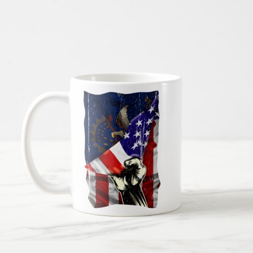 North Dakota State Flag Distressed US American Pat Coffee Mug
