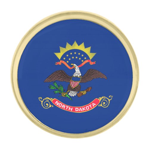 North Dakota State Flag Gold Finish Lapel Pin