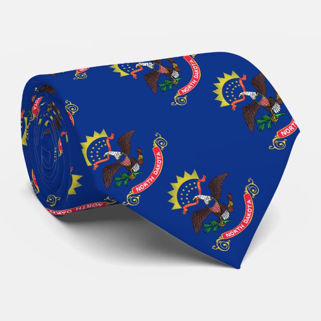 North Dakota State Flag Neck Tie (Rolled)
