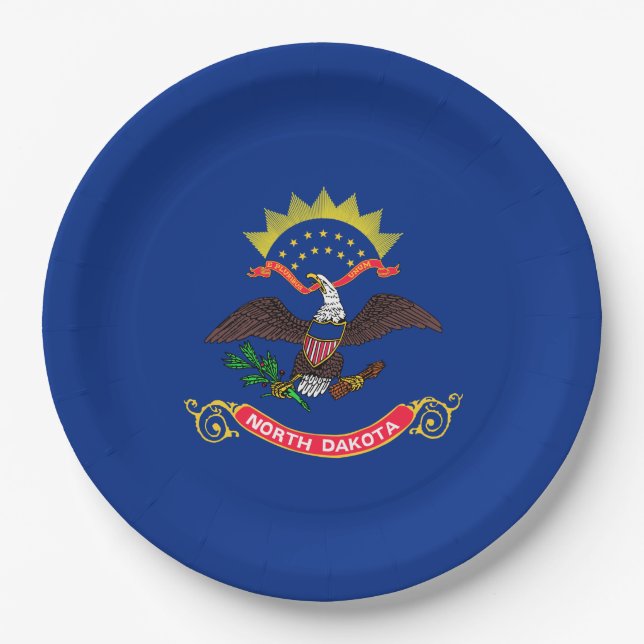 North Dakota State Flag (North Dakotan) (US State) Paper Plates (Front)