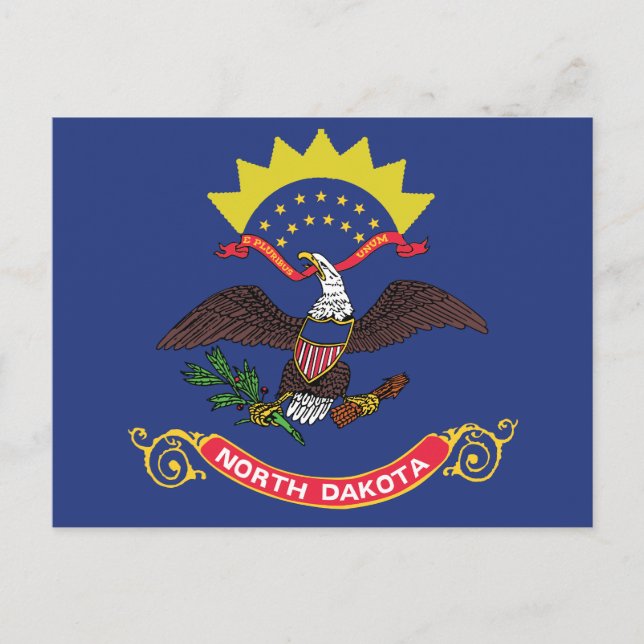 North Dakota State Flag Peace Garden Eagle Postcard (Front)