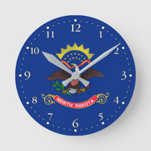 North Dakota State Flag Round Clock