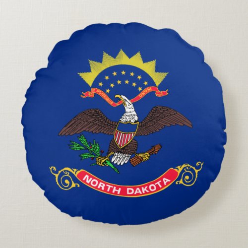 North Dakota State Flag Round Pillow