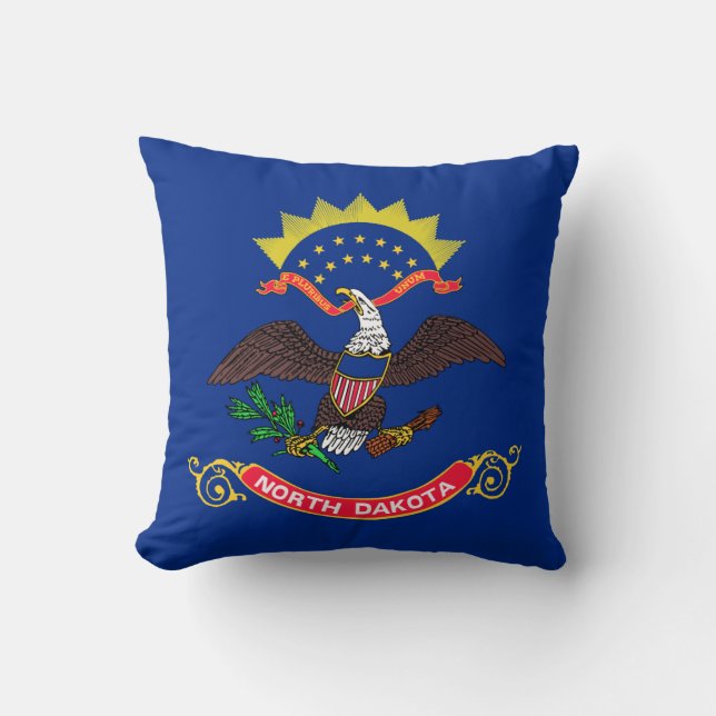 North Dakota State Flag Throw Pillow (Front)