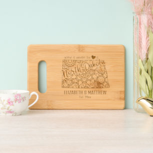 North Dakota state map outline newly weds USA Engraved Cutting Board