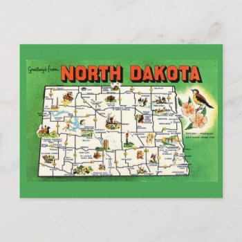North Dakota State Map Postcard by normagolden at Zazzle
