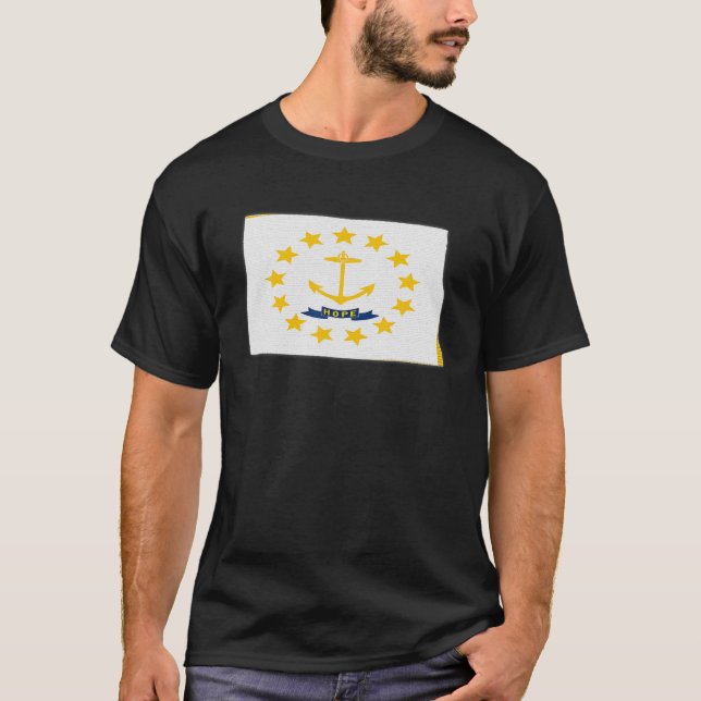 NORTH DAKOTA STATE MAP RHODE ISLAND RI Flag Roots  T-Shirt (Front)