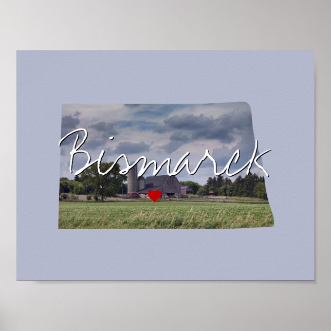 North Dakota State Photo insert and town name Poster (Front)
