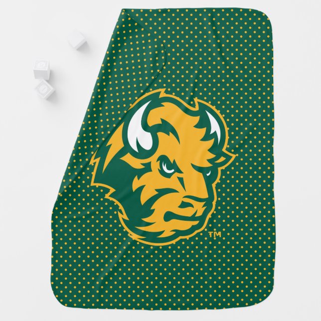 North Dakota State Polka Dot Pattern Baby Blanket (In Situ)