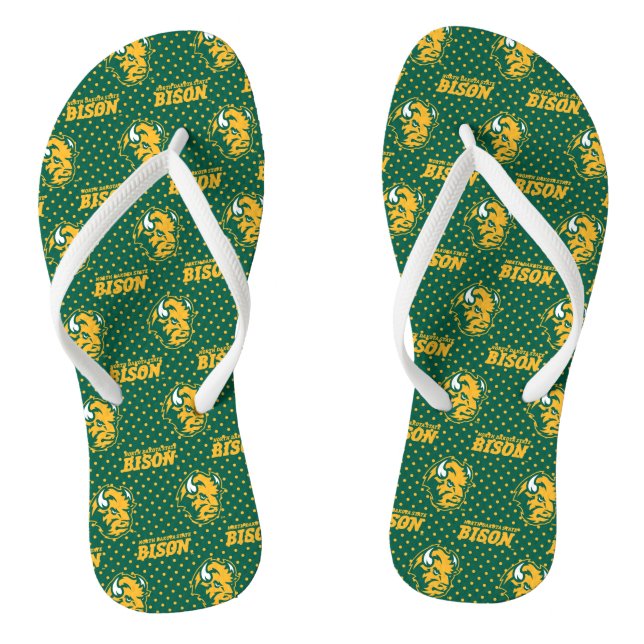 North Dakota State Polka Dot Pattern Flip Flops (Footbed)