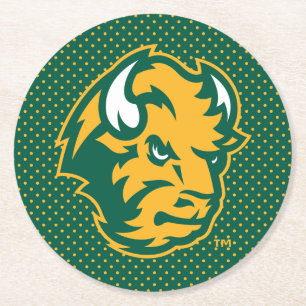 North Dakota State Polka Dot Pattern Round Paper Coaster