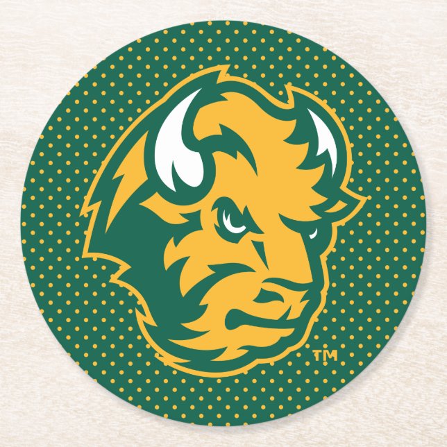 North Dakota State Polka Dot Pattern Round Paper Coaster (Front)