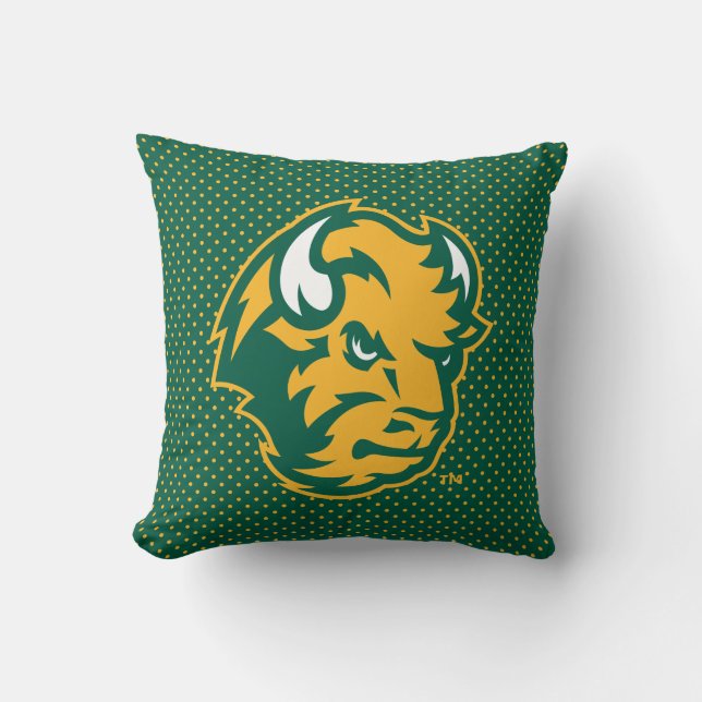 North Dakota State Polka Dot Pattern Throw Pillow (Front)