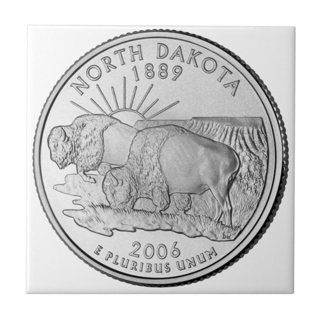 North Dakota State Quarter Ceramic Tile (Front)