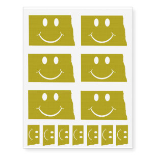 North Dakota State Shape Smiley Face Temporary Tattoos