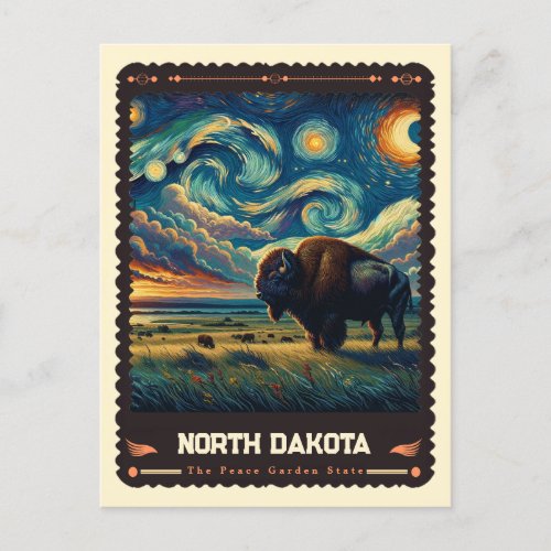 North Dakota  Vincent Van Gogh Inspired Postcard