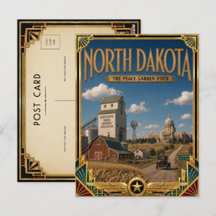 North Dakota Vintage Art Deco Golden Age Postcard