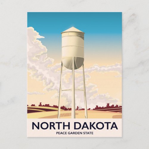 North Dakota Water Tower travel poster Postcard