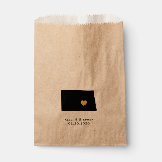 North Dakota Wedding Favor Treat Sacks, Gift Bags (Front)