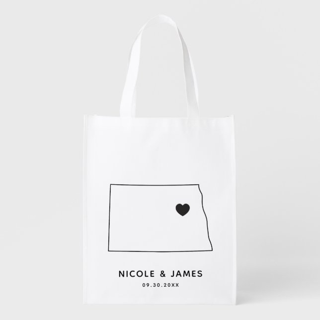 North Dakota Wedding Welcome Bag Map Tote (Front)