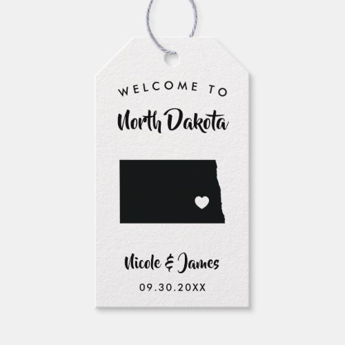 North Dakota Wedding Welcome Bag Tags Map Gift Tags