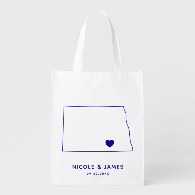 North Dakota Wedding Welcome Bag Tote with Map (Front)