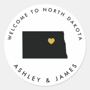 North Dakota Wedding Welcome Sticker Tag Gold