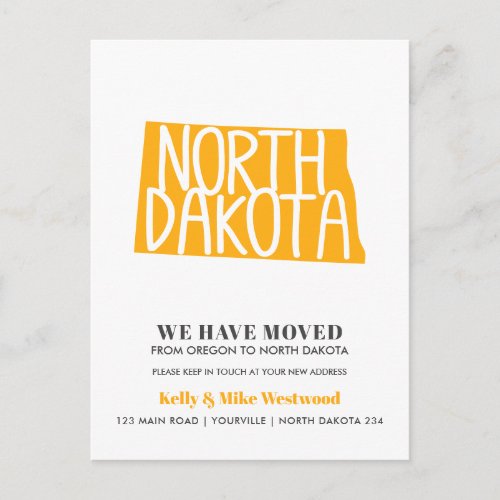 NORTH DAKOTA Weve moved New address New Home  Postcard