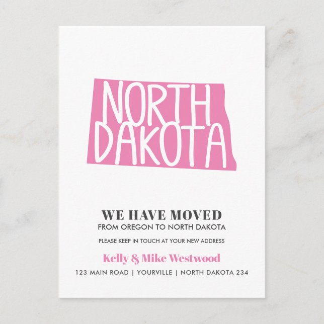 NORTH DAKOTA We've moved New address New Home   Postcard (Front)