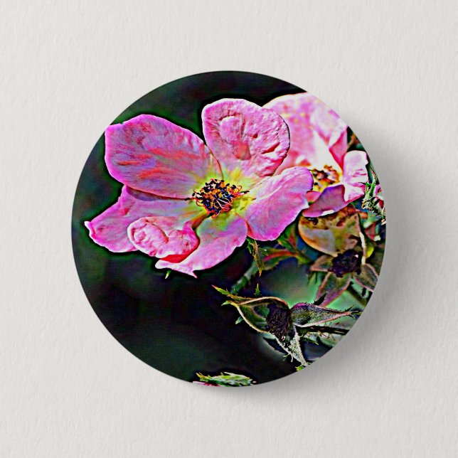 North Dakota Wild Rose Button (Front)