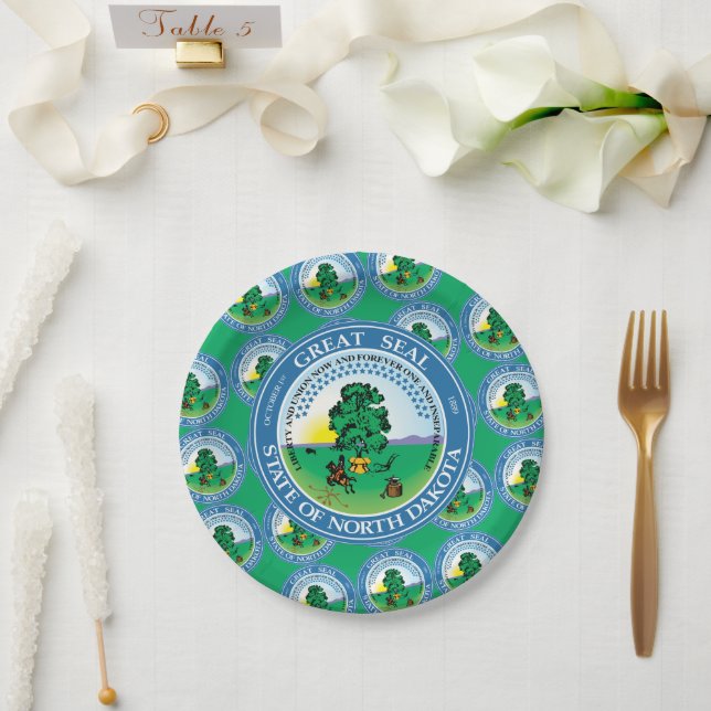 North Dakotan Seal, North Dakota Paper Plates (Wedding)