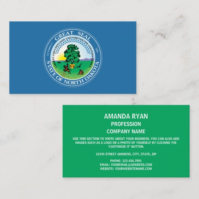 North Dakotan Seal, Seal of North Dakota Business Card (Front/Back)