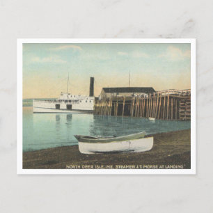 North Deer Isle Maine, Steamer at Dock, 1910 Postcard